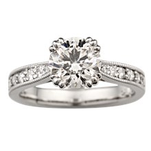 Regal Millegrain Cathedral Engagement Ring - top view